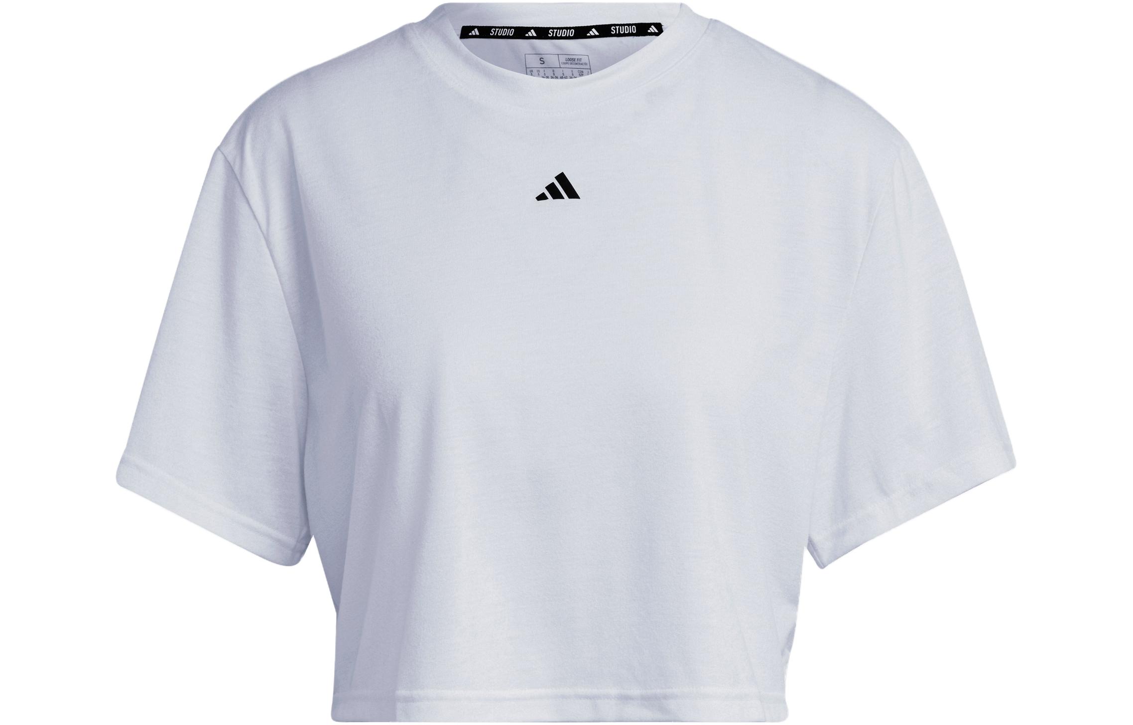 Adidas Crop Tops Women s White Crew Neck Moderate IB8564 M