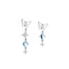 Gu Maoning, Light Luxury Asymmetric Earrings, Niche Zircon Fringed Earrings, Temperament, Moonstone Butterfly Earrings, Long.