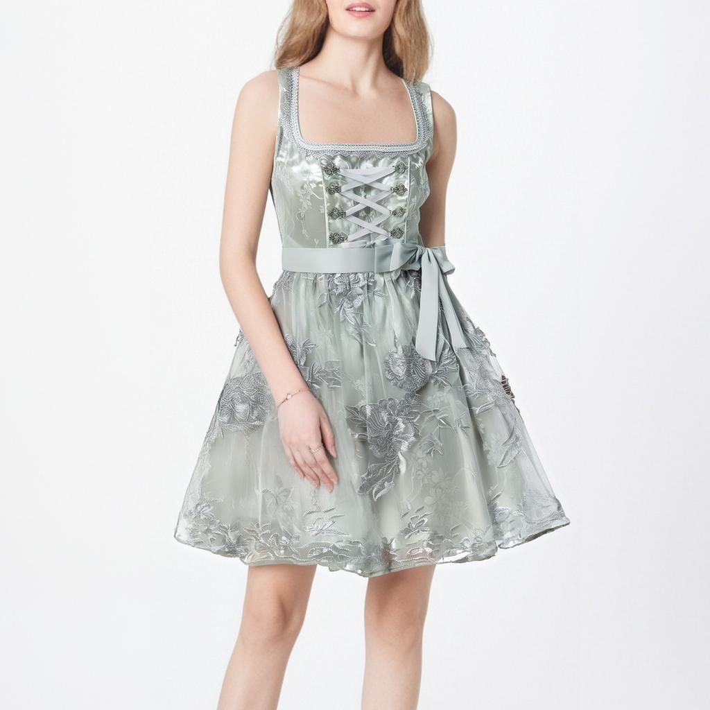 Beer Festival Costume Bavarian Women's Performance Costume Floral Print Square Neck Dress