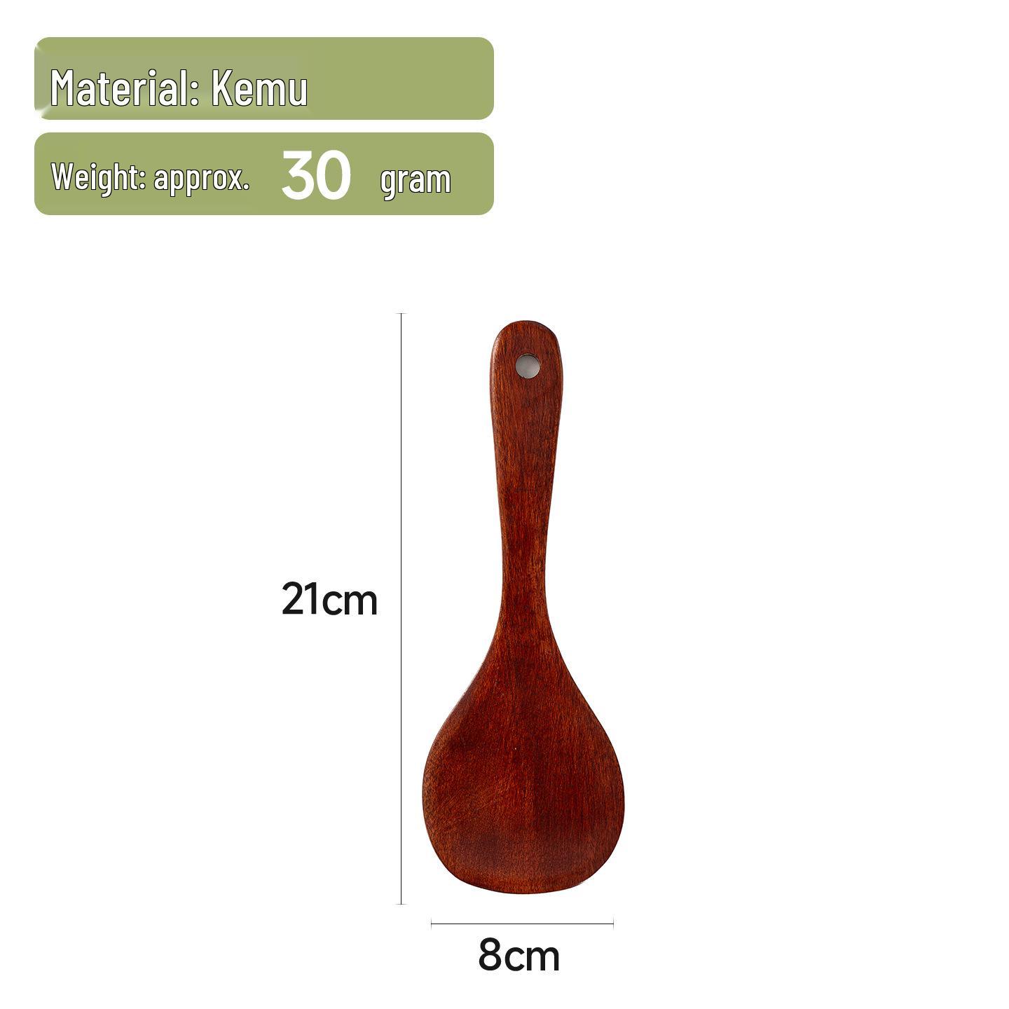 Kemu Lacquer Non-Stick Pan Set: Wooden Frying Spoon, Cooking Shovel, Large Soup Spoon, Rice Spoon.