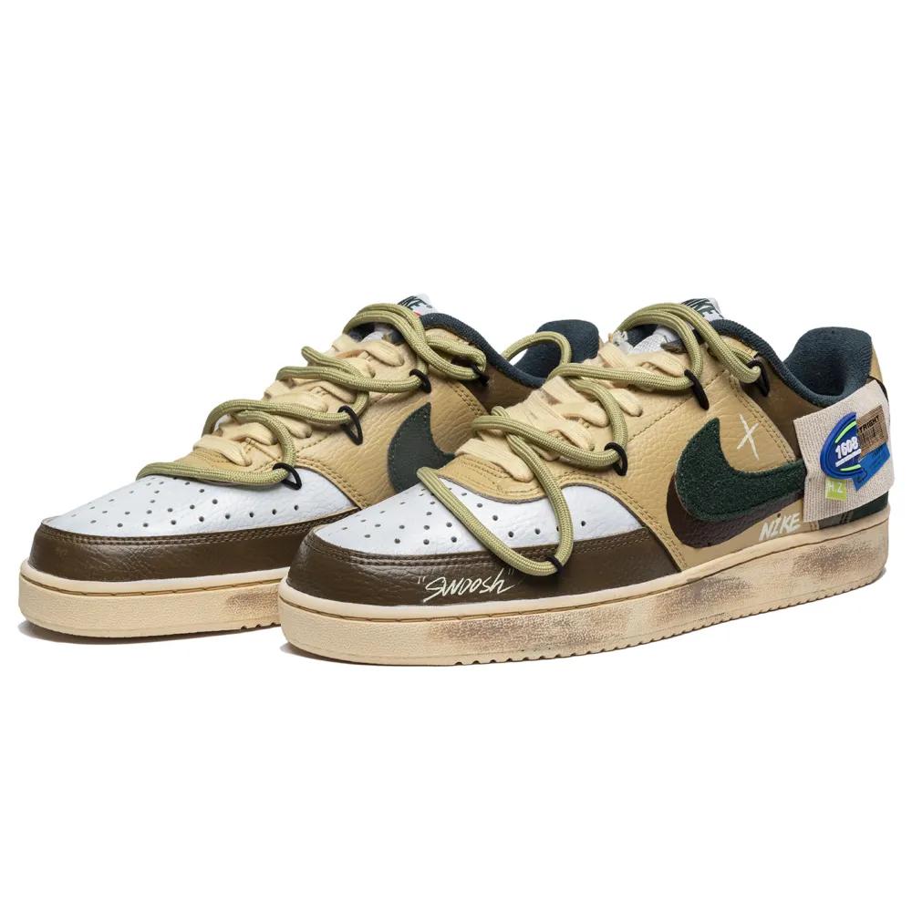 Nike Court Vision 1 Slip Resistant Abrasion Resistant Low Top Skateboard Shoes Unisex Mocha Green (Unisex) Skate Shoes