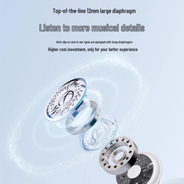 2025 Bluetooth Dual Earphones: Wireless Ear Clip, Semi-in-ear, Noise Reduction, Long Battery Life, Ideal for Running. Includes Two Pairs.