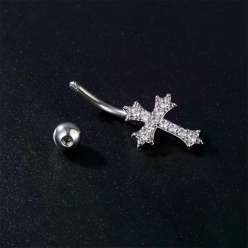 Sexy Piercing Bauchnagel Körperschmuck für Frauen Mädchen Personalisierter Einfacher Kreuzanhänger Bauchnabelringe Geschenke