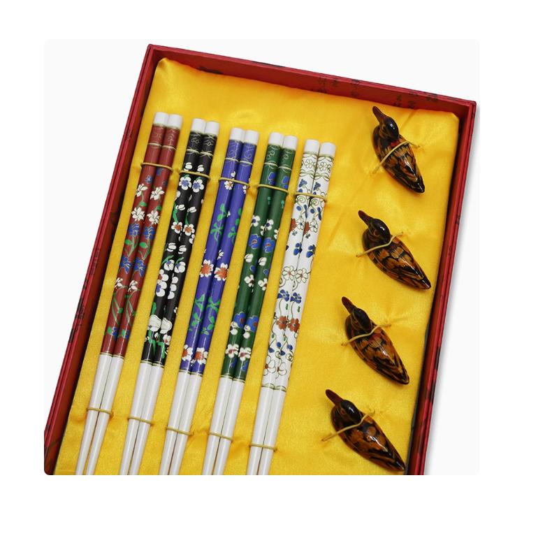 Gift Box Chopsticks Peking Opera Facial Makeup Wooden Carving Craft Korean Chopsticks Set Japanese Sushi Chop Sticks Wood Ducks