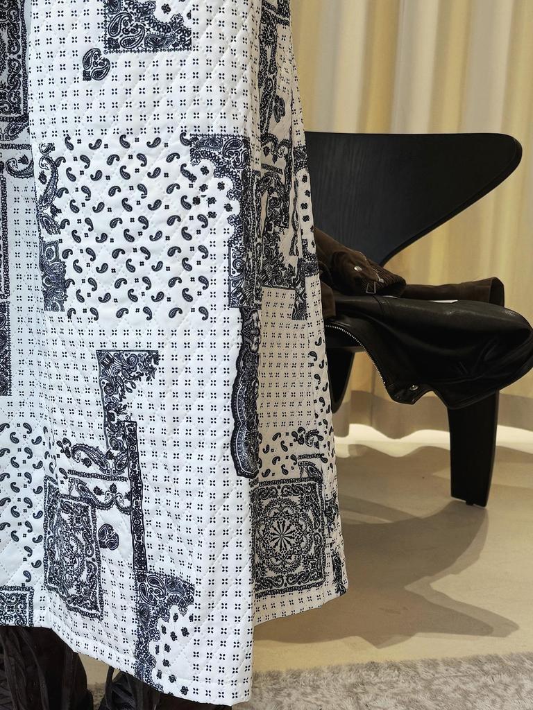 Louvre Winter Japanese Retro Paisley Patchwork Elastic Waist Long Skirt for Women