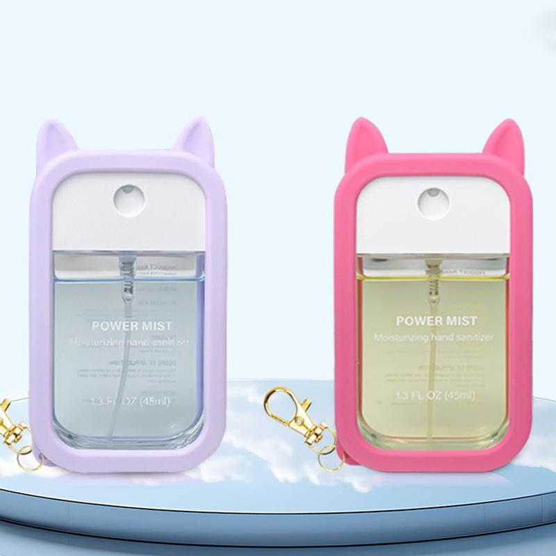 45Ml Silicone Hand Sanitizer Spray Protective Case Portable Keychain With Cute Colorful Ears, Portable And Stylish