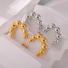Retro Korean Style Titanium Steel Gradient C-Shaped Earrings with Small Steel Ball