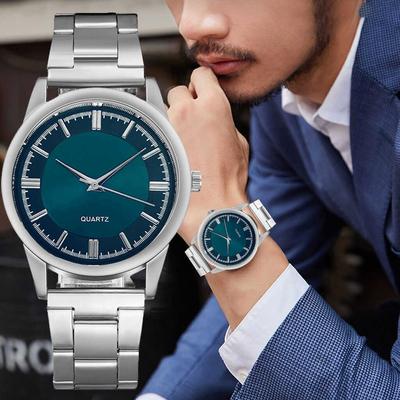 Herren Business Casual Edelstahl Mesh Gürteluhr Zifferblatt Quarzuhr