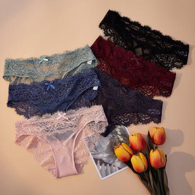 Damen Frühling und Sommer Sexy Spitze Niedrige Taille Kreuz-Tanga Unterwäsche