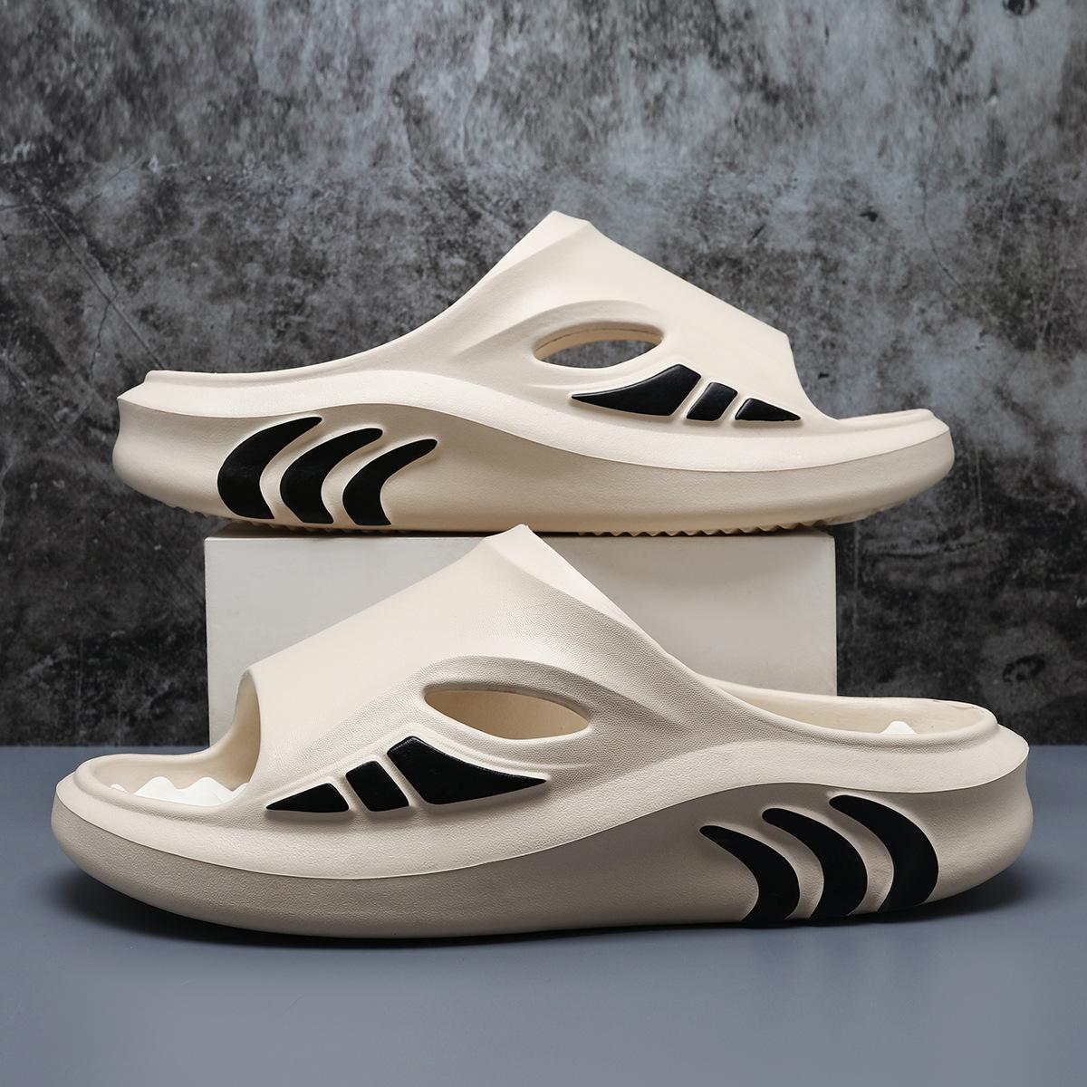 

Тапочки мужские летние на открытом воздухе Тренд спорта и отдыха Net Red A Word Drag Нескользящие толстые тапочки с массажной подошвой Пляжные тапочки 44-45 хаки