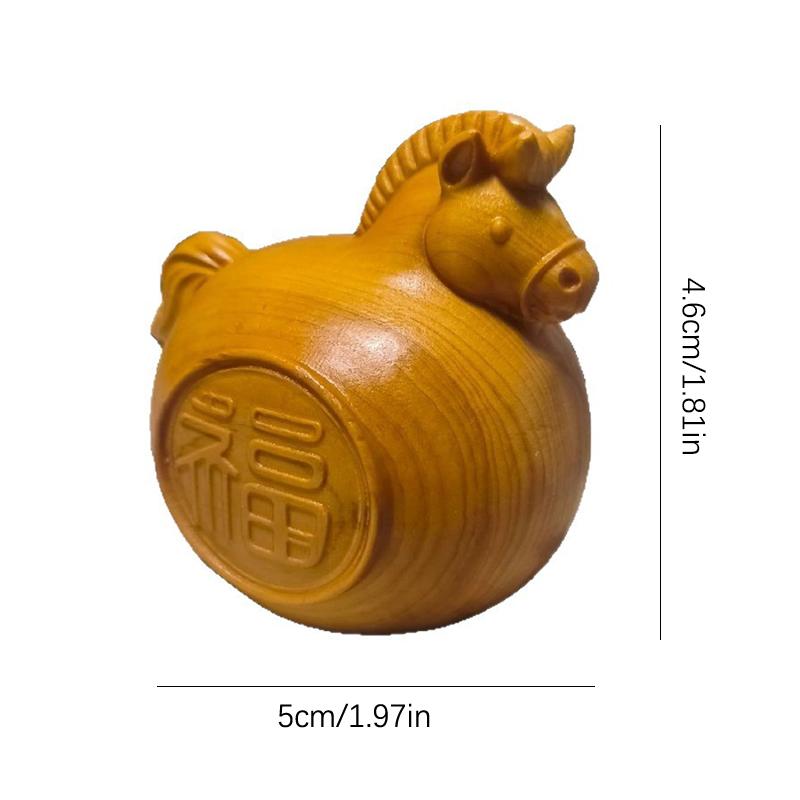 1/2Pcs Feng Shui Fu Horse Wooden Carved Horse Figurine Bring Good Luck 2026 Year Zodiac Horse Statue Home Office Decor