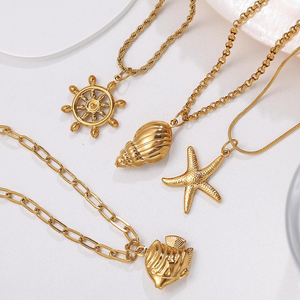 Stainless Steel Starfish Pendant Necklace Gold Sea Life Pendant Necklace Pendant Stainless Steel Diy Jewelry