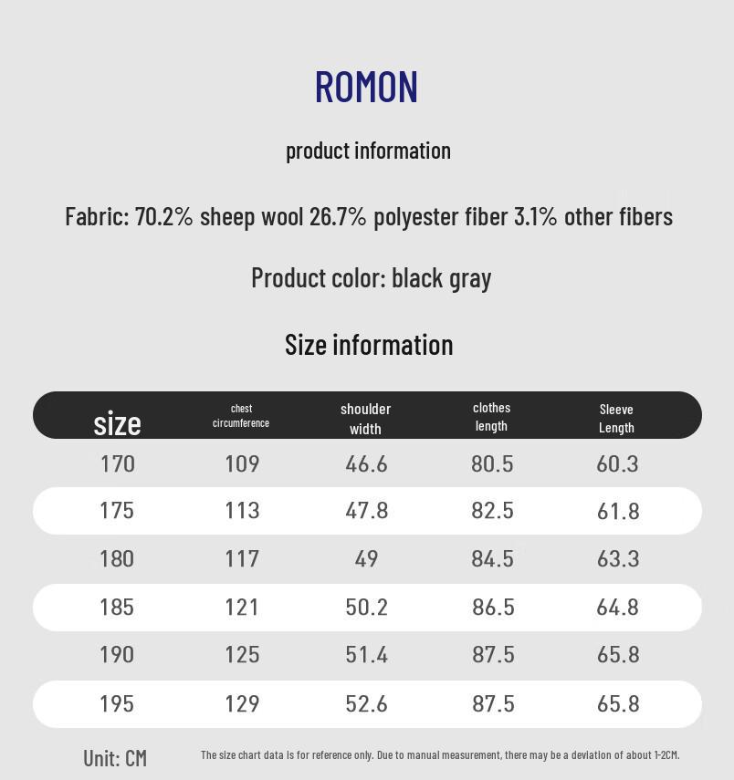 Romon Men's Double-Sided Wool Blend Mid-Length Overcoat