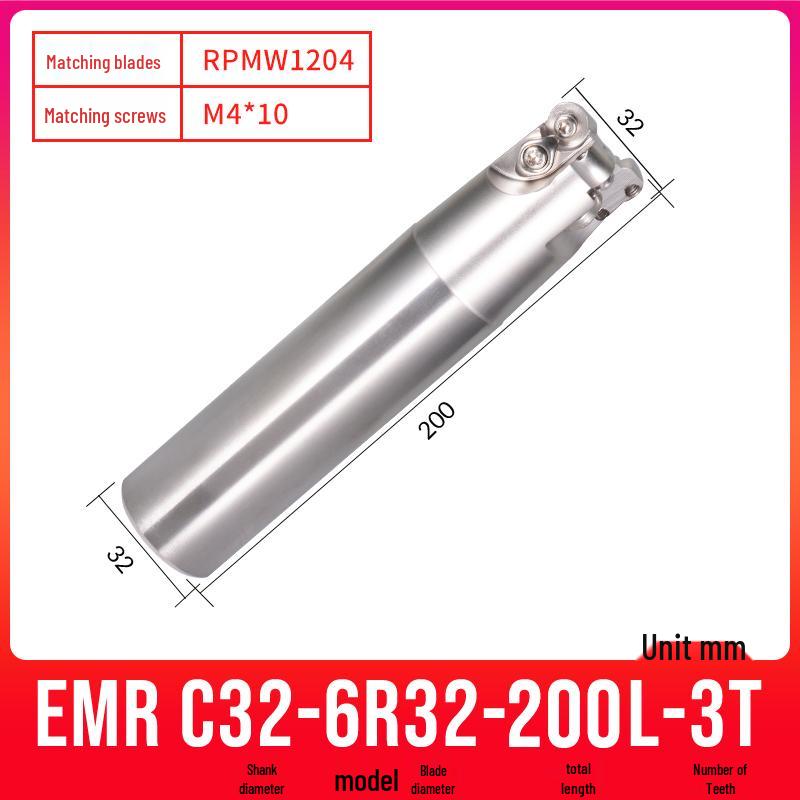 Shockproof EMR CNC Milling Cutter Holder - Round Nose, Bull Nose & Flat Machining Extensions (R4, R5, R6)