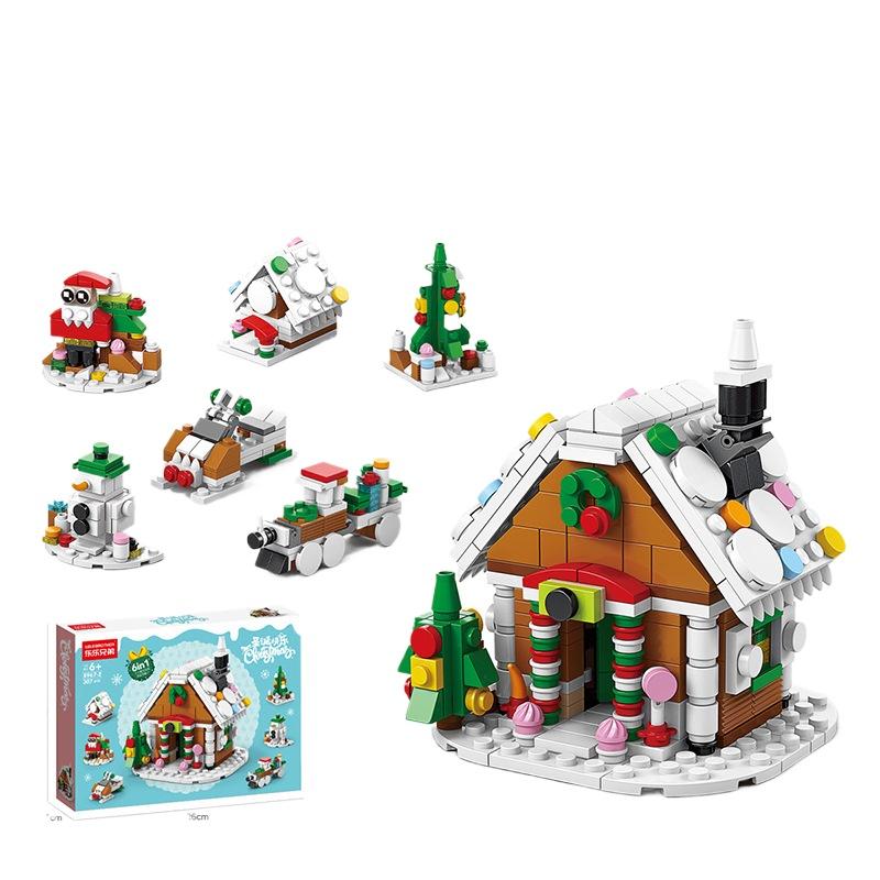 6 In 1 Christmas Train Model Building Blocks Bricks Sets Classic Dolls Kids Toys Gift