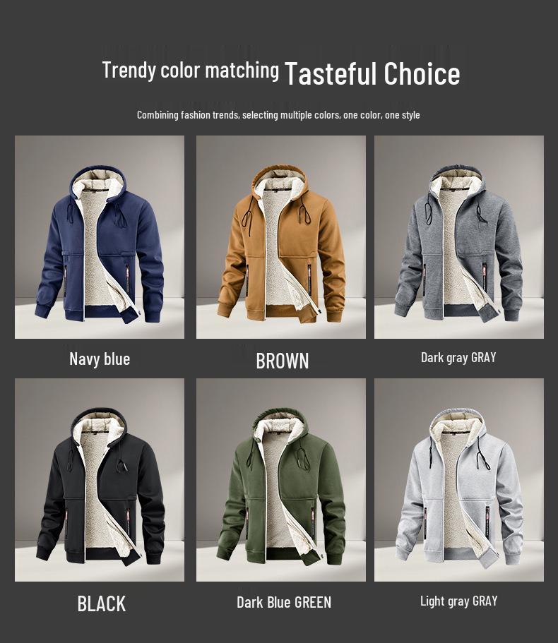 Men's 2025 Lambswool Hooded Jacket - Warm, Thickened, Casual Autumn/Winter Wear with Free Shipping