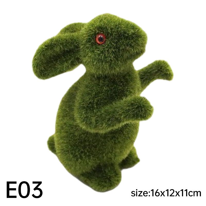 Easter Bunny Green Straw Doll Decor Moss Rabbit Egg Carrot Table Ornament Easter Spring Garden Simulated Rabbit Statue Home Deco