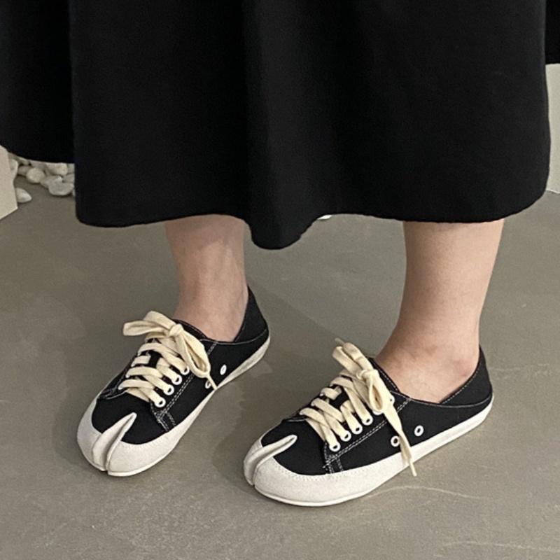 Fashion Ladies Canvas Mule Slippers 2025 New Unisex Split Toe Flats Shoes Spring Autumn Designer Fashion Style Casual Women Sneakers