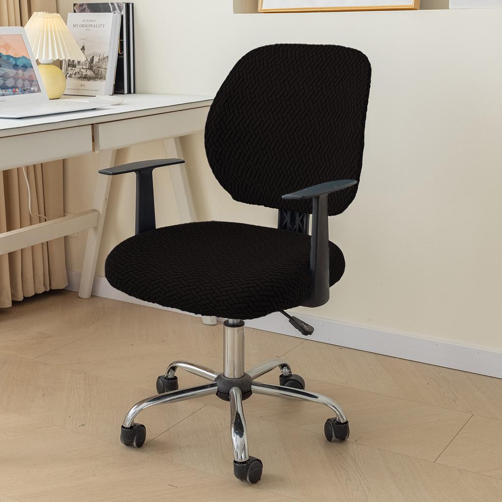 Office Chair Cover Stretch Jacquard Elastic Covers 2 Piece for Desk Computer Chair Slipcover Stretchable Resistant Stretchable Computer Chair Covers