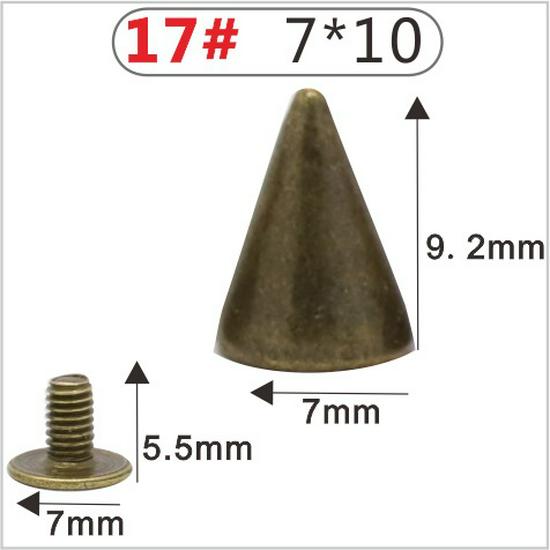 Punk Spike Alloy Bullet Rivet Horn Cone with Base Screw for Apparel, Bags, Shoes