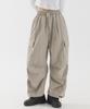 PIANER Nylon One-Pleat Cargo Parachute Pants (Beige)