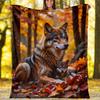 Autumn Wolf Family Fleece Blanket, Wild Animal Throw