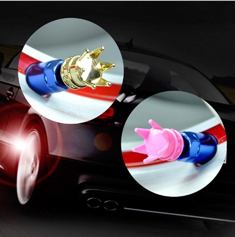 4pcs/lot Car Truck Motocycle Bike Valve Caps Crown Shaped Tire Wheel Stem Air Valve Cap Tyres
