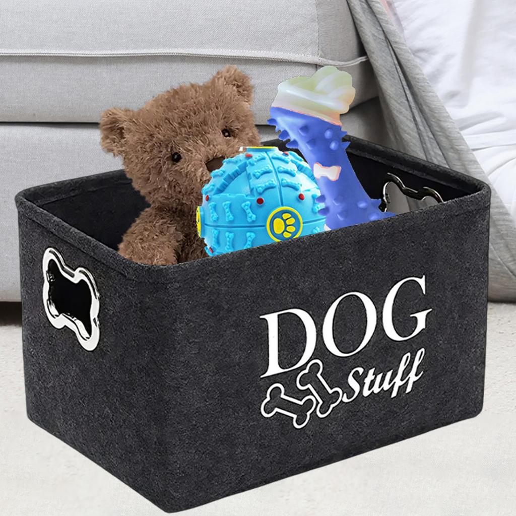 Pet Toy Storage Box With Handle Convenient Clothing Sundries Blanket Toy Storage Basket Organizer Pet Bin Accessories