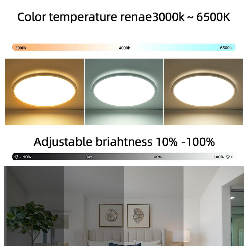 Ultra-thin Led Ceiling Light Backlight Amber Night Light Living Room Bedroom Simple Three-color Remote Control Dimming