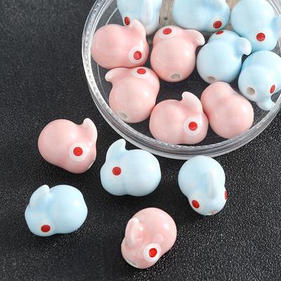 Kids' Cartoon Rabbit Ceramic Beads for DIY Bracelets and Phone Chains