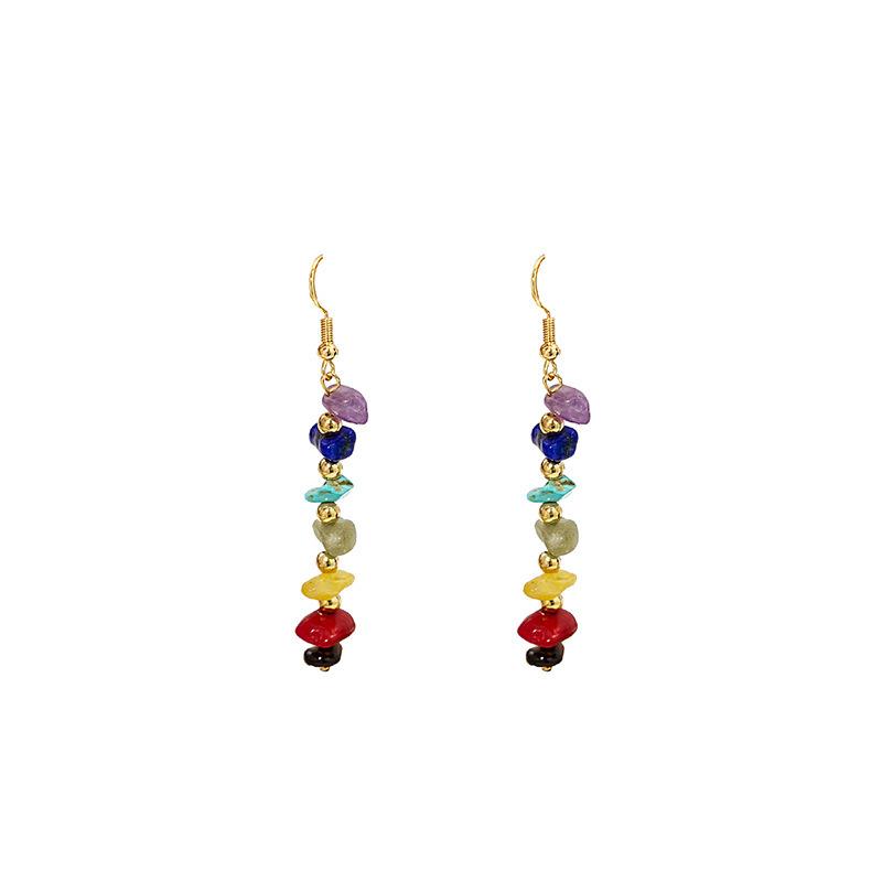 Hot-selling colorful gravel earrings, creative irregular earrings, winding seven-color handmade earrings