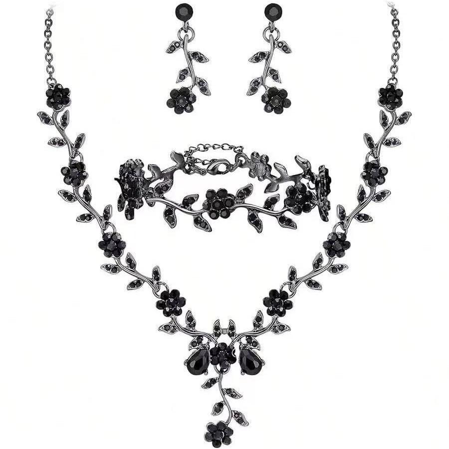 Rhinestone Kolczyki Naszyjnik Kształt Kropli Wody Zestaw Biżuterii Akcesoria Pasujące do Sukni Wieczorowej Damskiej