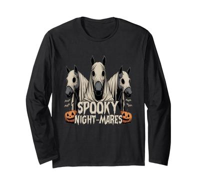 Spooky Night-Mares Horse Funny Halloween Cute Ghost Horse Long Sleeve T-Shirt