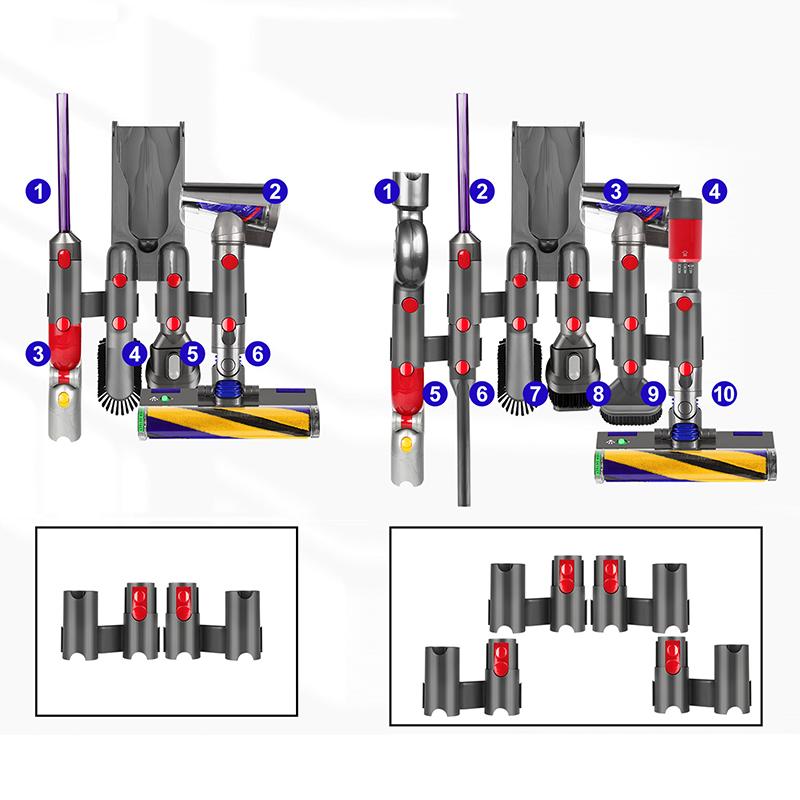 Vacuum Cleaner Accessories Wall-Mounted Storage Bracket - Brush Head & Nozzle Holder Organizer For V7/V8/V10/V11/V15