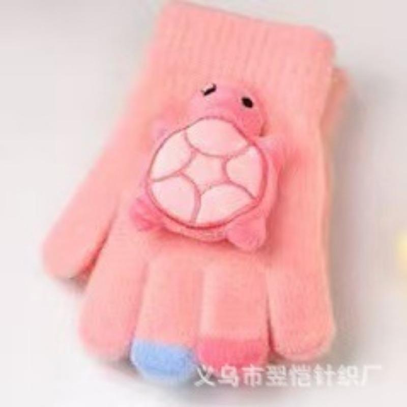 New Children's Little Turtle Warm Gloves Five-finger Baby Cute Cartoon Boys and Girls Knitted Wool Gloves