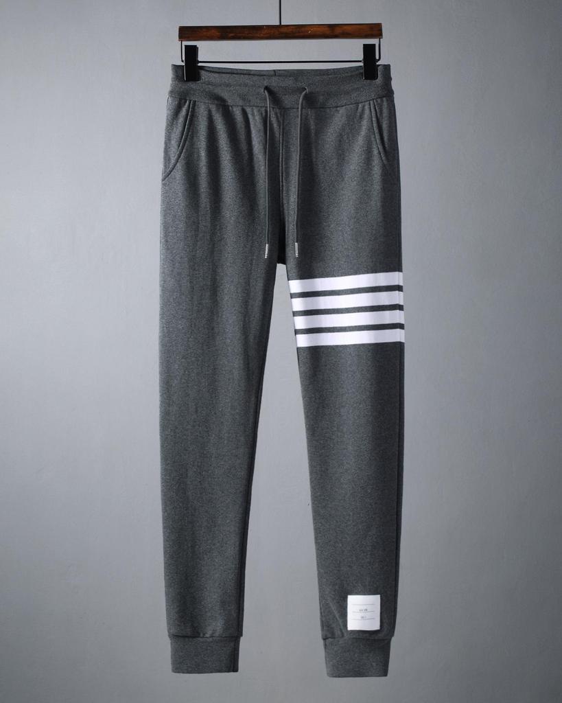 Trend Brand Four-Stripe Terry Cotton Sweatpants: European & American Casual Skinny Fit