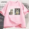 Meow or Mew You Can Only Choose One Meme T-Shirt Funny Silly Cat Humor T Shirt Men Women Harajuku Casual Cotton Short Sleeve Tee