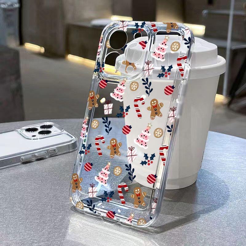 Christmas Tree Snowflake Gingerbread Man Clear Phone Case For iPhone 17 16 15 14 Pro Max 13 12 11 XS X XR 7 8 Plus 16E Air Cover
