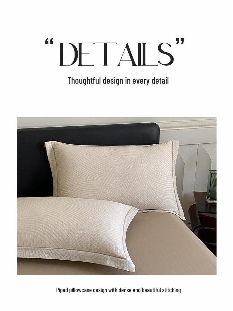 *Class A Jacquard Cotton 4-Piece Thick Flannel Wave Bedding Set, 1.8m*