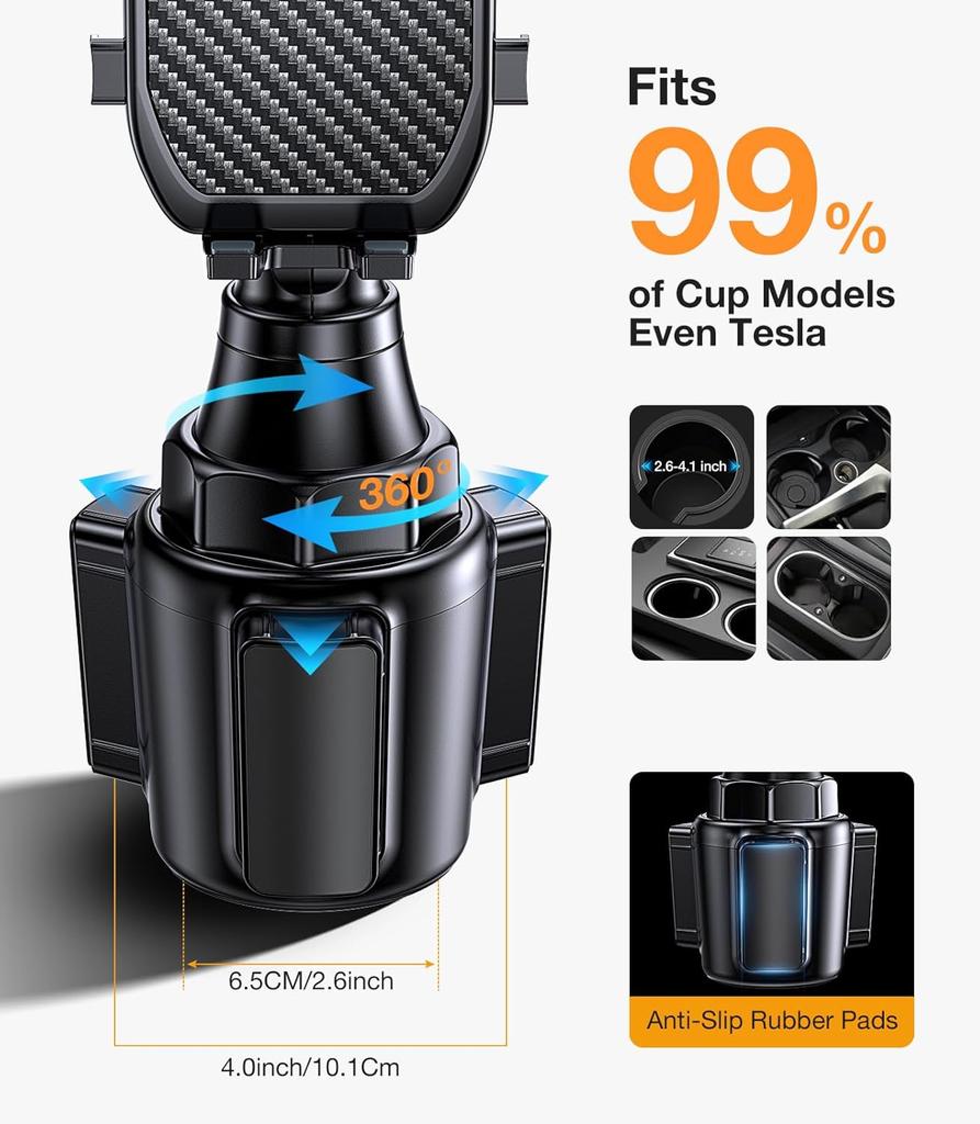 Cup Phone Mount for Car,Universal Cup Phone Cradle Holder with Long and Adjustable Neck, Friendly Compatible with All Smartphone