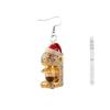 Cross-border new Christmas hat coffee machine earrings flat acrylic Christmas gift golden coffee machine earrings
