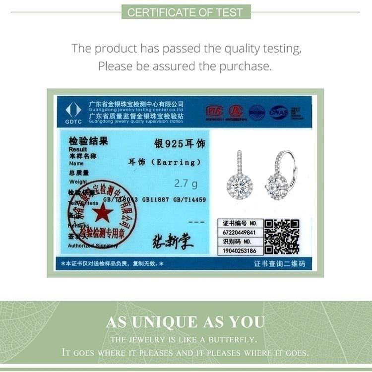 Bamoer D Farge VVS1 EX 1CT Moissanitt Øreklemmer for Kvinner Bryllup Forlovelse 925 Sterlingsølv Luksus Fint Smykke