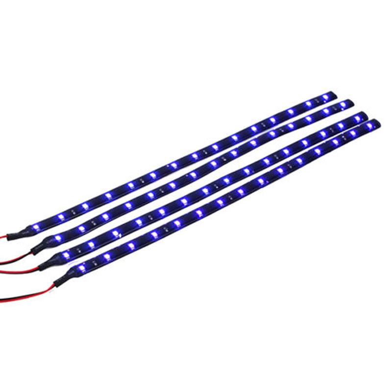 4Pcs LED Car Interior Exterior Strip Lights Blue Car Underglow Lights Waterproof for Golf Cart Decoration