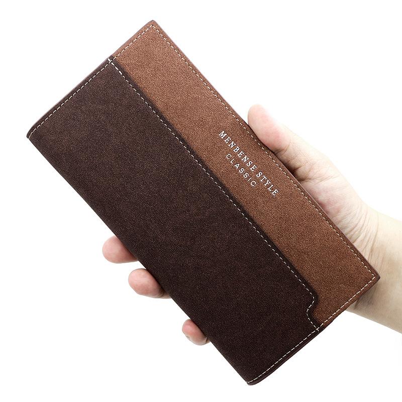 SchoolbagMenBense Men's Long Wallet, Casual Splicing Frosted Clutch ID Bag Multi-Card Clutch Bag Wallet