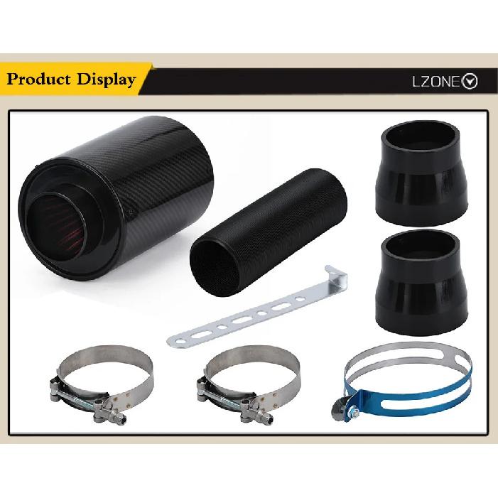 LZONE - Air Intake With Fan or Without Fan Universal Racing Carbon Fiber Cold Feed Induction Kit Air Intake Kit Air Filter Box