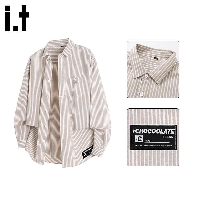 CHOCOOLATEit Men s Loose Striped Long-Sleeve Shirt L