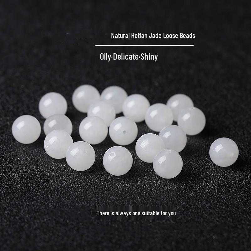 Natural Hetian Lake Green Jade Beads: Round, Barrel, and Lulutong Multi-Treasure Bracelet Spacer Beads.