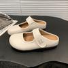 Mary Jane bag head half slippers women's outer wear spring and summer new inner height increase flat bottom Velcro drag