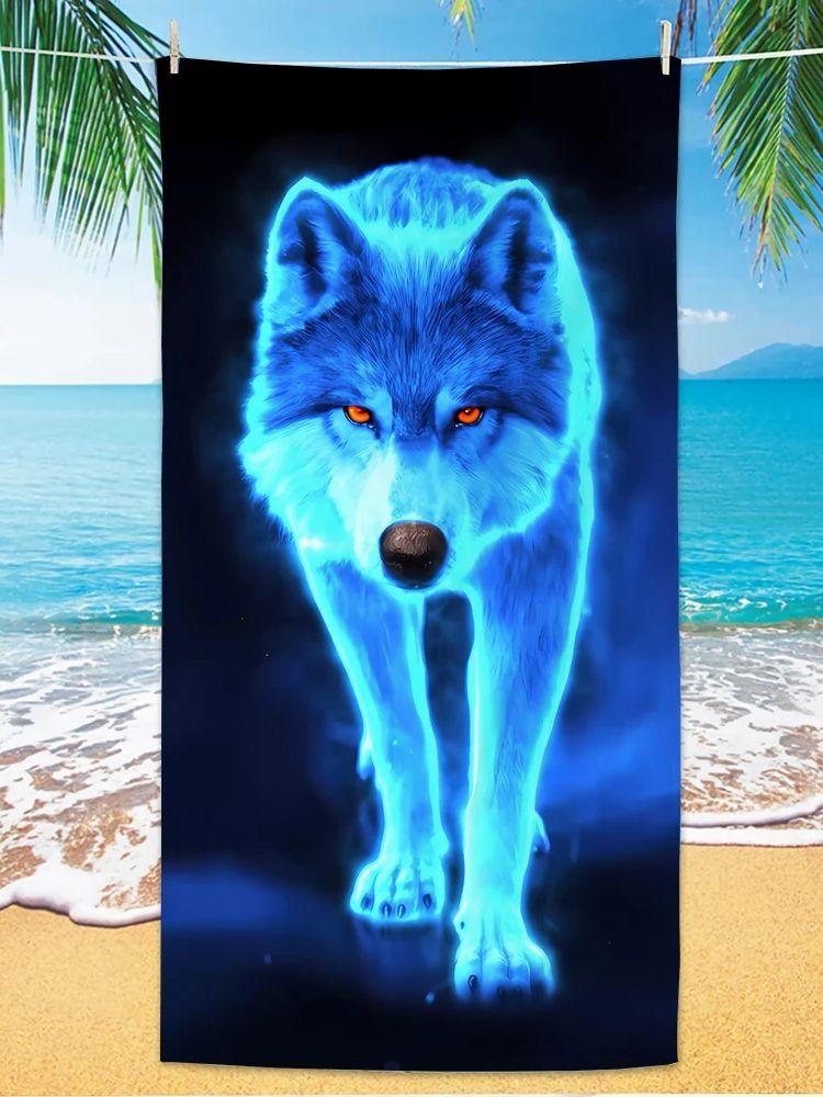 

Wolf Pattern Beach Towel, Digital Printing Thin Quick-Dry Anti-Sand Microfiber Lightweight for Swim, Yoga, Travel, Gym, Gift W40*H60(CM)