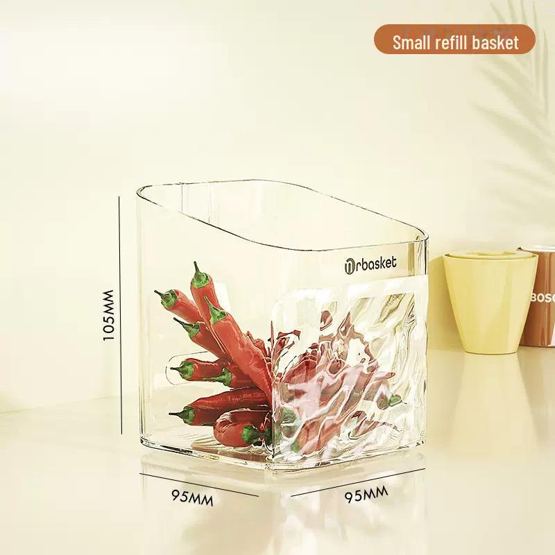 

Настінний кухонний кошик для зберігання цибулі, імбиру, часнику та спецій - багатофункціональна полиця без дирокола small refill basket срібний/прозорий